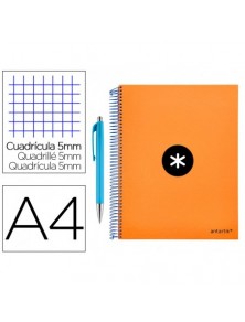 Cuaderno espiral liderpapel a4 micro antartik tapa forrada 120 h 100g cuadro 5 mm color naranja promo caran d ache