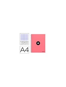 Cuaderno espiral liderpapel a4 micro antartik tapa forrada120h 100 gr cuadro 5mm 5 banda4 taladros color coral