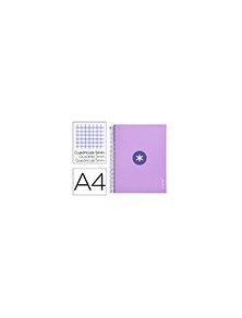 Cuaderno espiral liderpapel a4 micro antartik tapa forrada120h 100 gr cuadro 5mm 5 banda4 taladros color lavanda