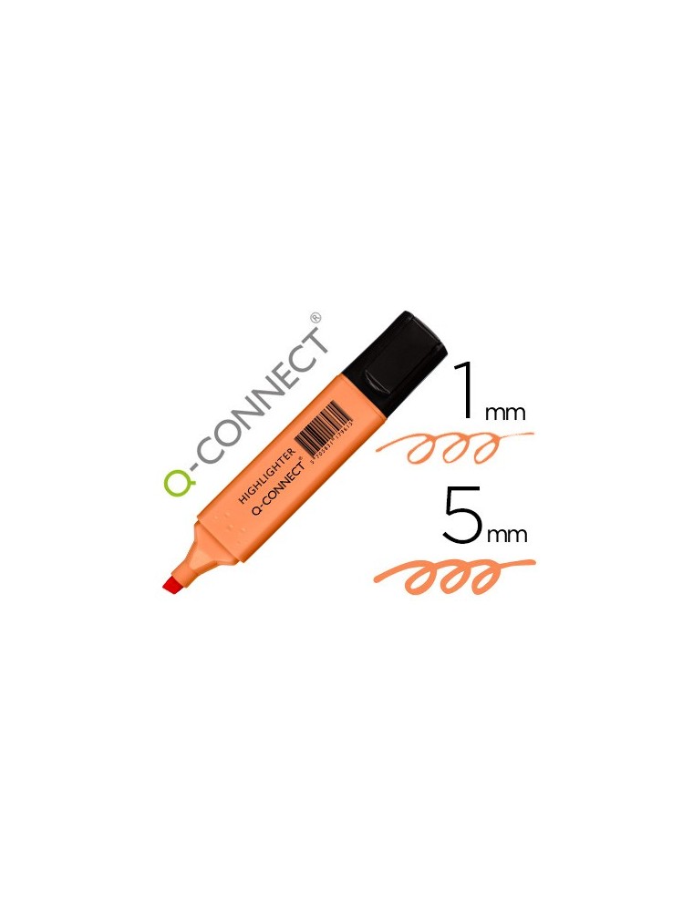 Rotulador q-connect fluorescente pastel naranja punta biselada