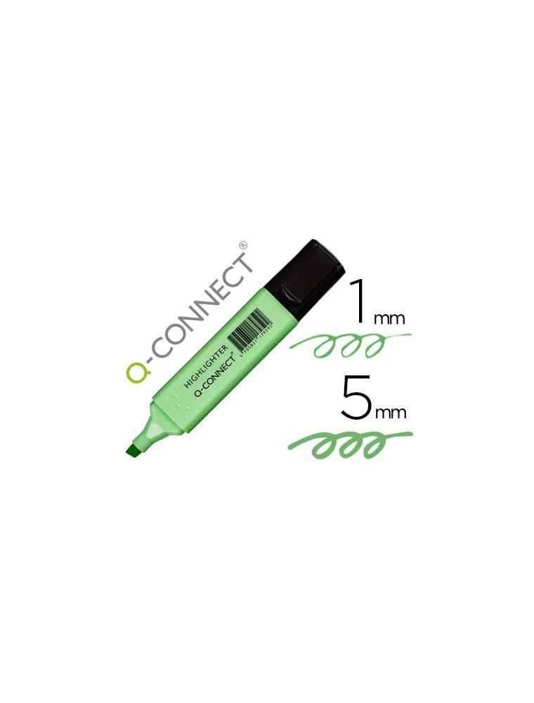 Rotulador q-connect fluorescente pastel verde punta biselada