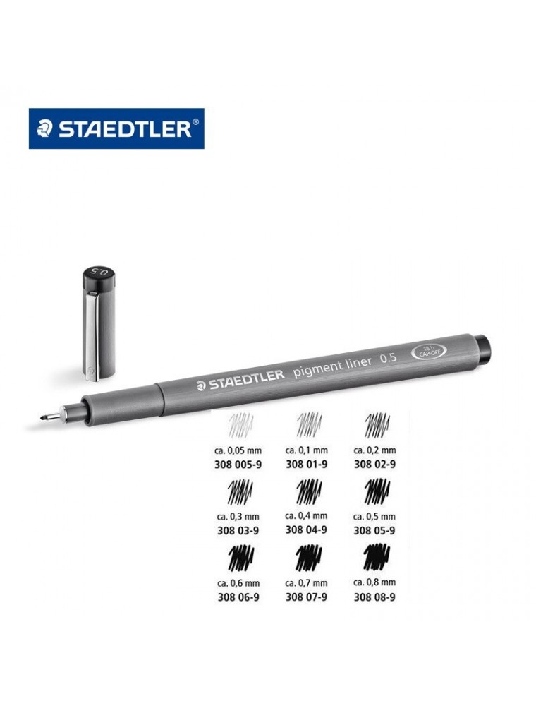 Rotulador staedtler calibrado micrometrico 308 negro 0,2 mm resistente al agua