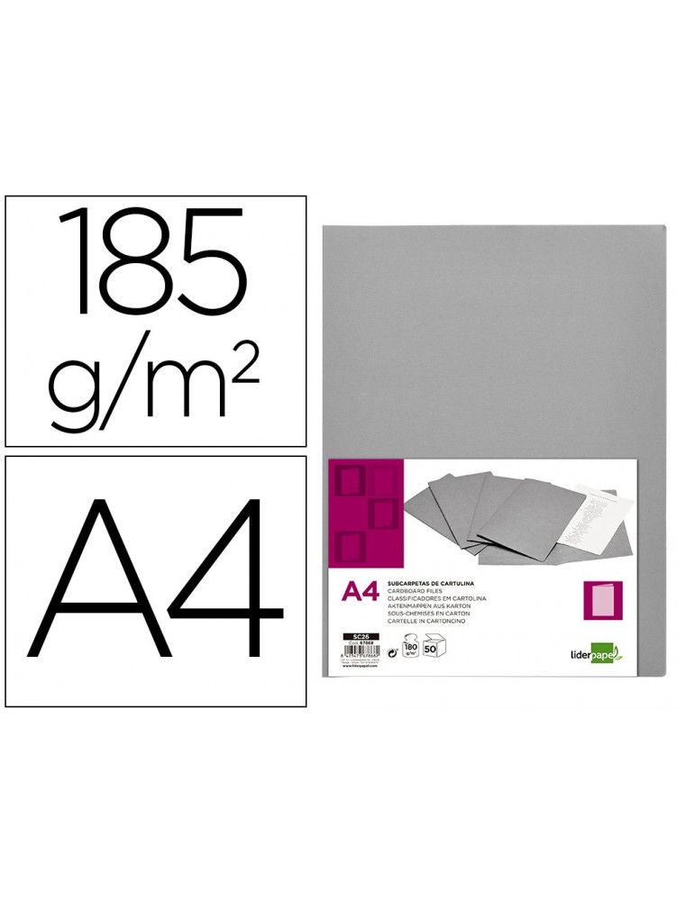 Subcarpeta liderpapel a4 gris 180gm2