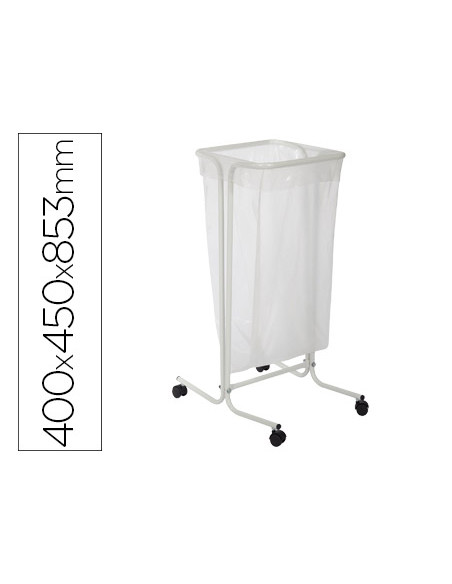 Soporte cep para bolsas de basura de 110 litros en plastico y acero con ruedas 400x450x853 mm