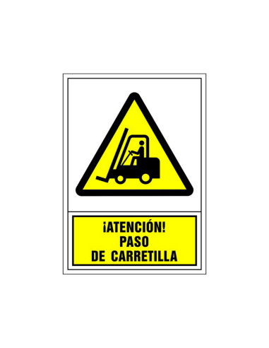 Pictograma syssa señal de advertencia atencion! paso de carretilla en pvc 245x345 mm