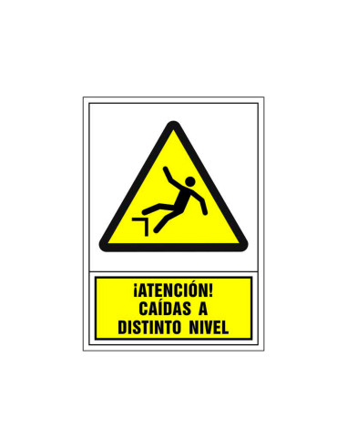 Pictograma syssa señal de advertencia atencion! caidas a distinto nivel en pvc 245x345 mm