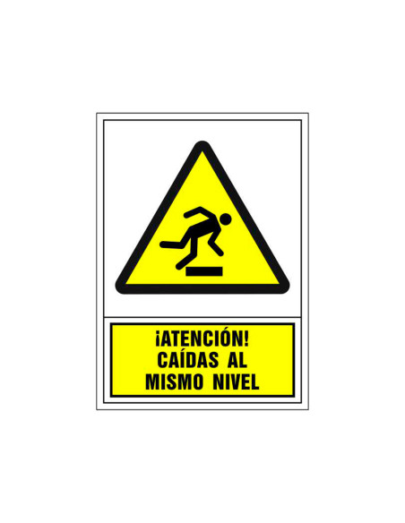 Pictograma syssa señal de advertencia atencion! caidas al mismo nivel en pvc 245x345 mm