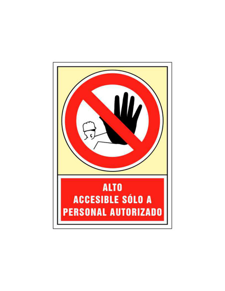 Pictograma syssa señal de prohibicion alto accesible solo a personal autorizado en pvc 245x345 mm