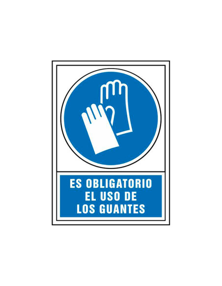 Pictograma syssa señal de obligacion es obligatorio el uso de los guantes en pvc 245x345 mm