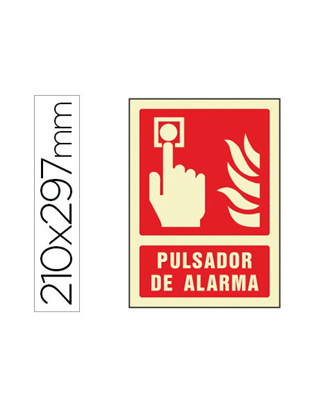 Pictograma syssa señal de pulsador de alarma en pvc fotoluminiscente 210x297 mm