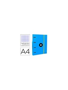 Carpeta con recambio liderpapel antartik a4 cuadro 5 mm forrada 4 anillas 40mm redondas color azul