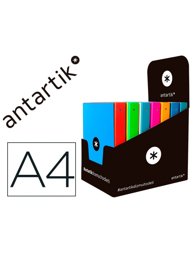 Carpeta liderpapel antartik a4 forrada 4 anillas 25 mm redondas colores surtidos