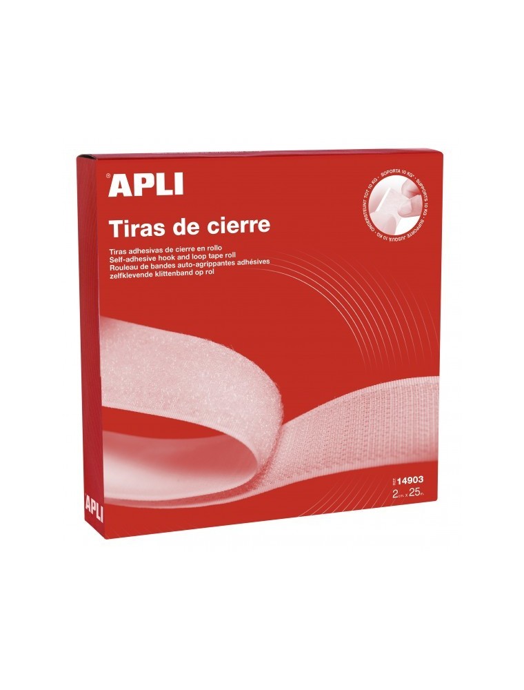 Rollo de Velcro Adhesivo Color Blanco de 2cm x25m Apli 14903