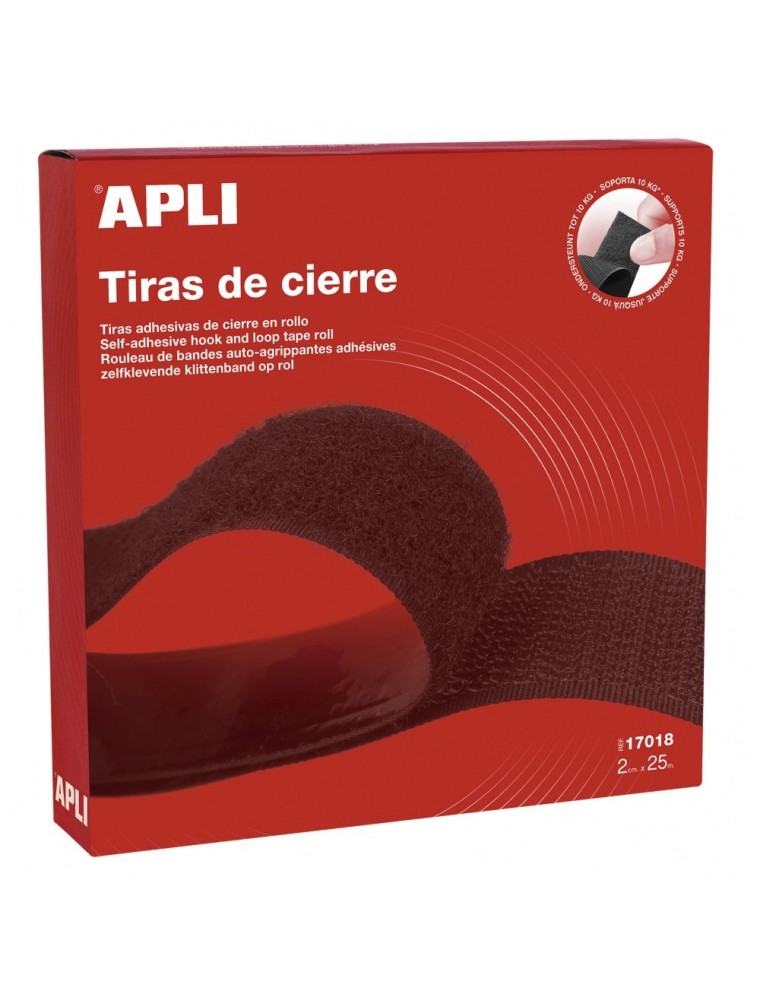 Rollo de Velcro Adhesivo Color Negro de 2cm x25m Apli 14903