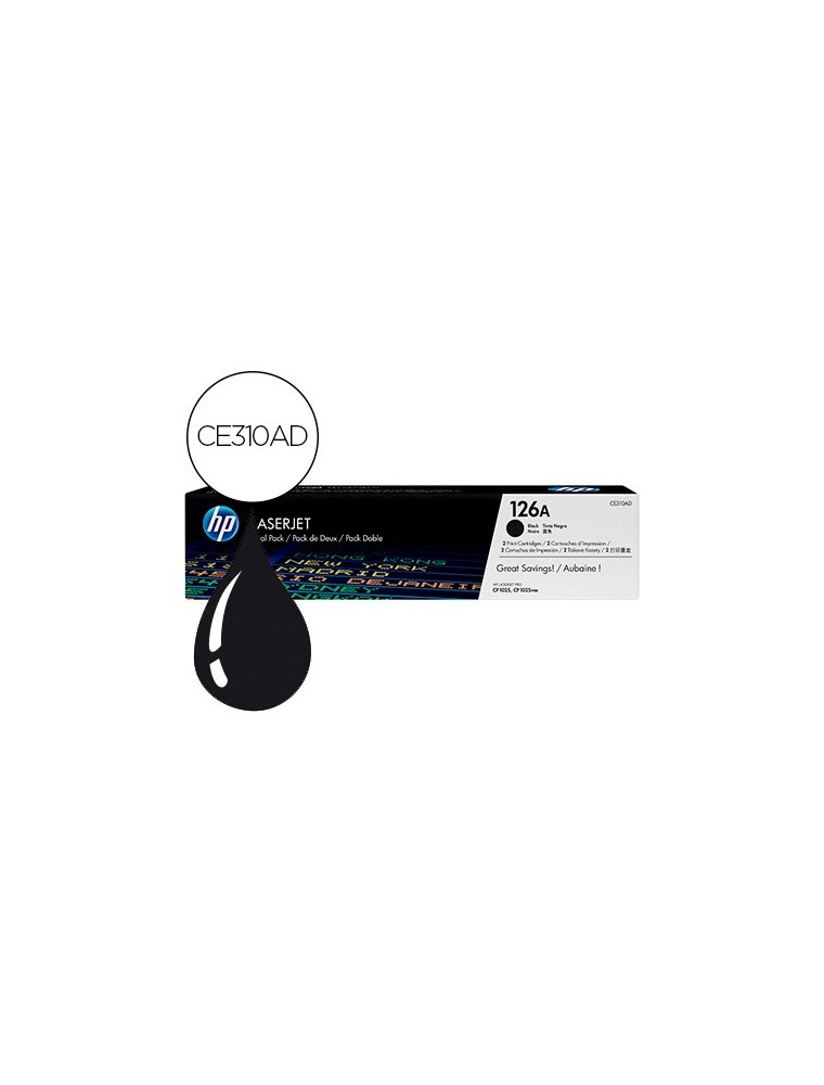 Hewlett Packard Hp Toner Laser Negro 126A 1200 Páginas Para Laserjet Pro Cp1025Nw Pack De 2 Unidades