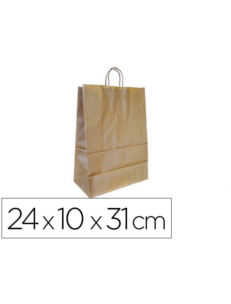 Bolsa kraft q-connect natural asa retorcida 240x100x310 mm