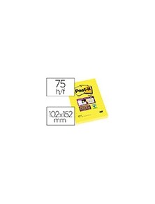 Bloc de notas adhesivas quita y pon post-it super sticky rayado amarillo ultra 102x152 mm