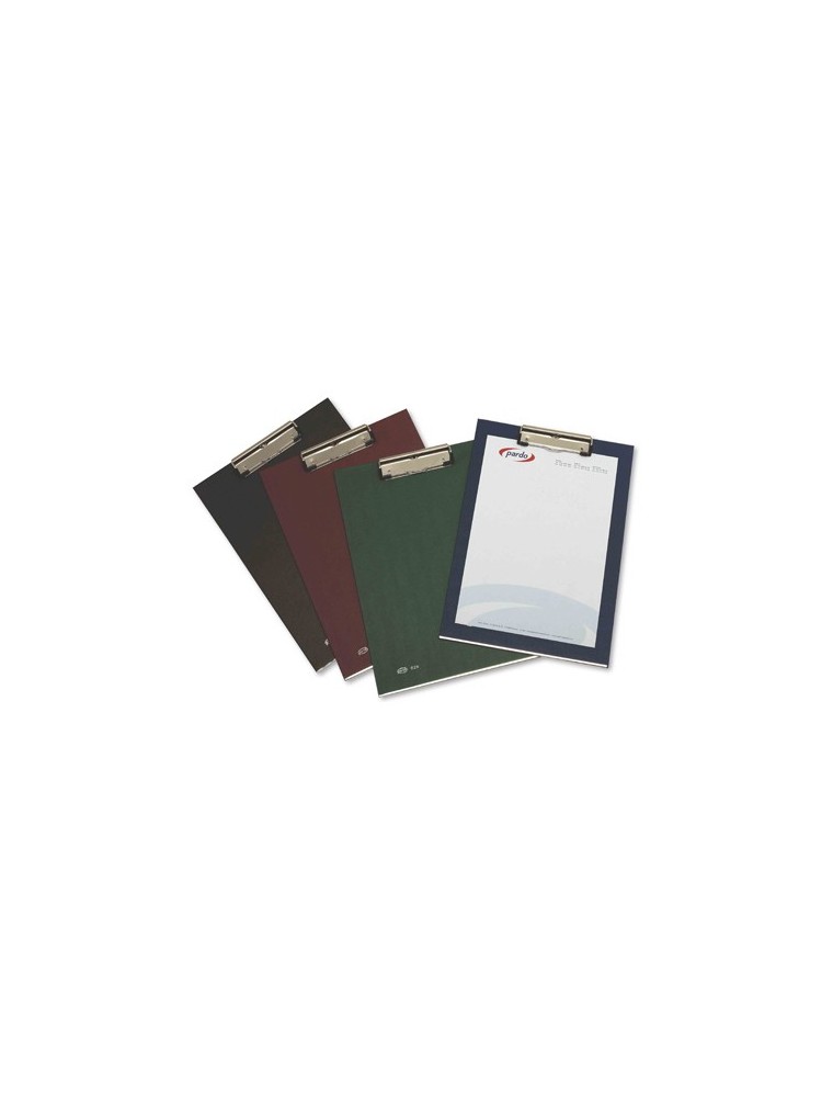 Portanotas pardo carton forrado pvc folio con pinza metalica negro