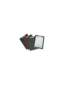 Portanotas pardo carton forrado pvc folio con pinza metalica azul