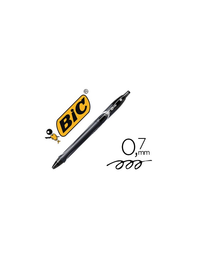 Boligrafo bic gelocity quick dry retractil tinta gel negro punta de 0,7 mm