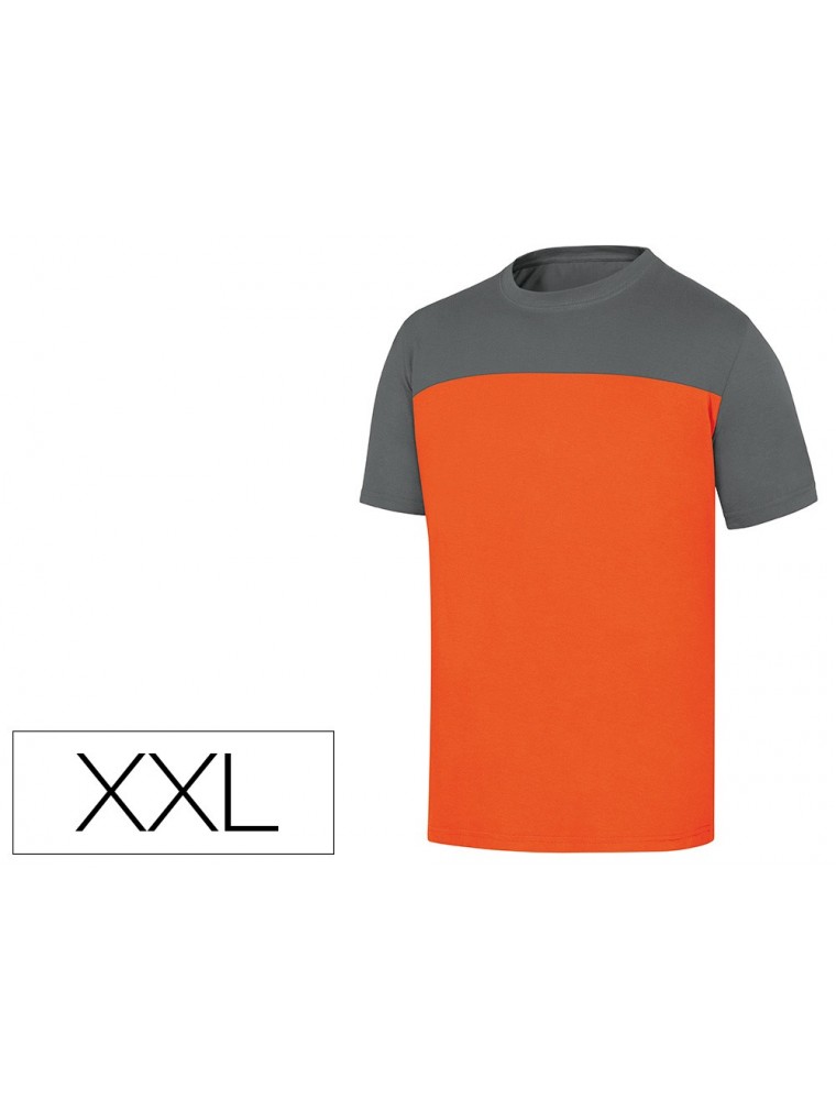 Camiseta de algodon deltaplus color gris naranja talla xxl