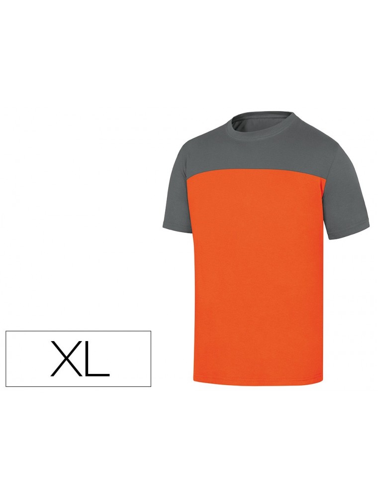 Camiseta de algodon deltaplus color gris naranja talla xl