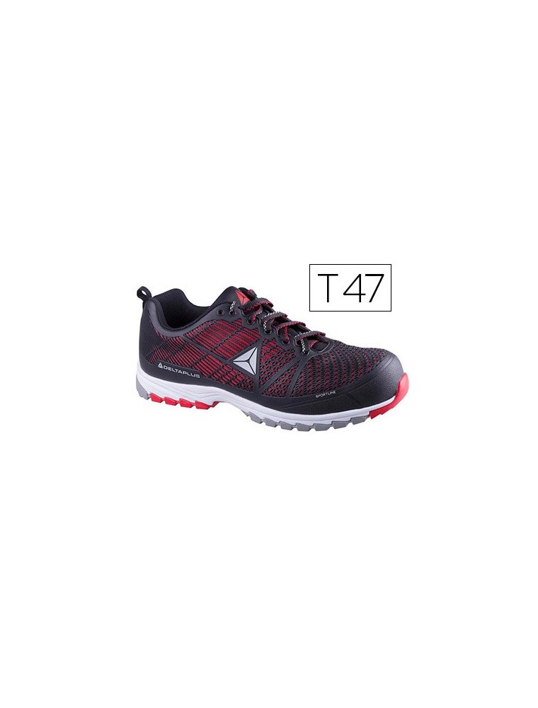 Zapatos de seguridad deltaplus de poliuretano y malla aireada s1p negro y rojo talla 47