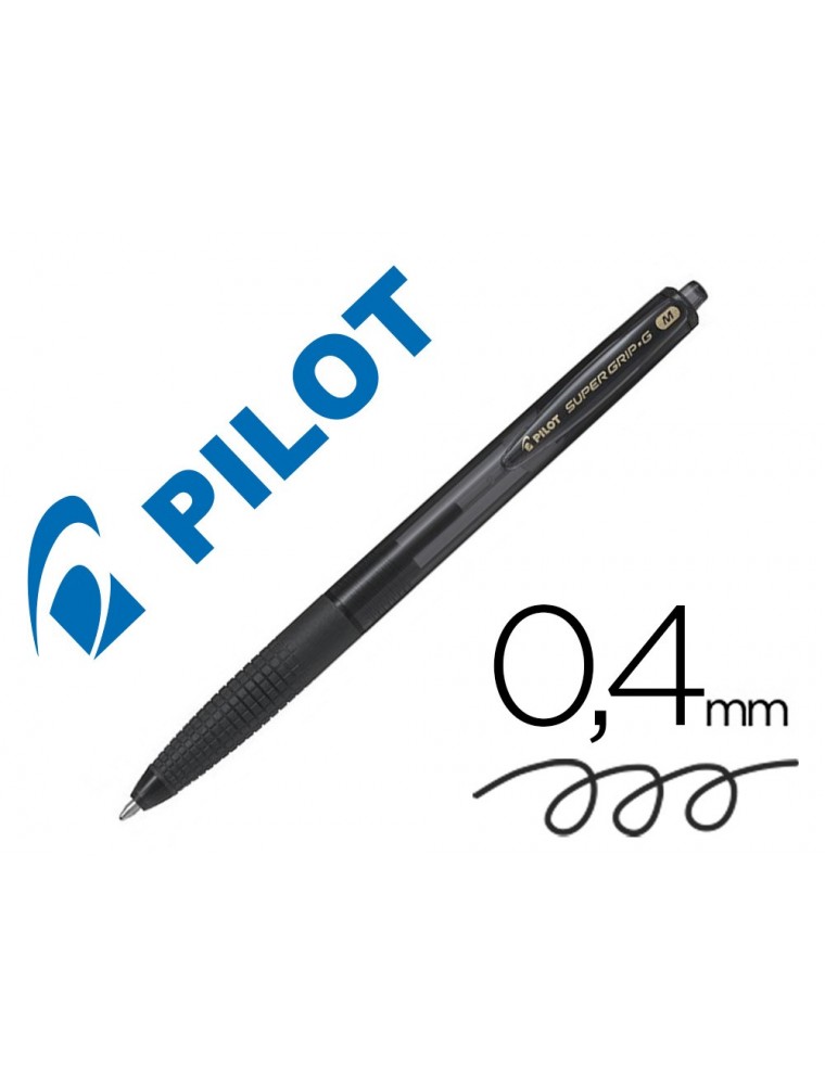 Boligrafo pilot super grip g negro retractil sujecion de caucho tinta base de aceite