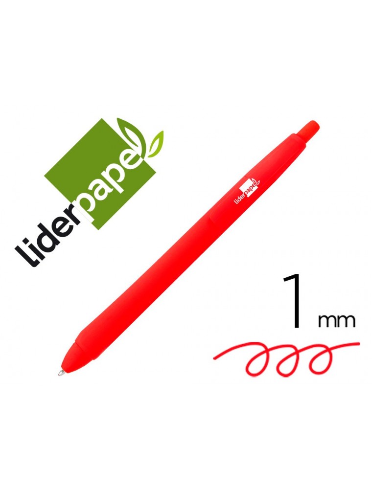 Boligrafo liderpapel gummy touch retractil 1,0 mm tinta roja