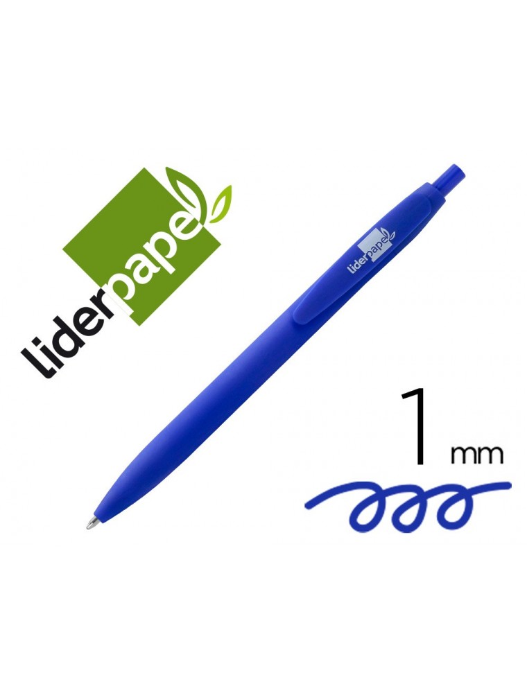 Boligrafo liderpapel gummy touch retractil 1,0 mm tinta azul