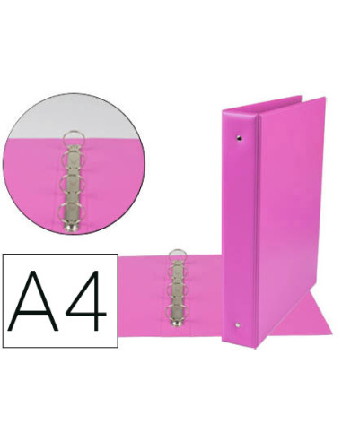 Carpeta de 4 anillas 40 mm mixtas liderpapel a4 carton forrado pvc fucsia