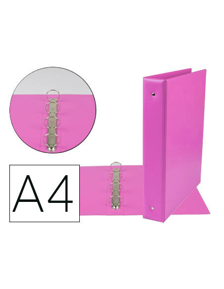 Carpeta de 4 anillas 40 mm mixtas liderpapel a4 carton forrado pvc fucsia