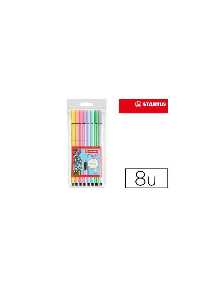 Rotulador stabilo acuarelable pen 68 estuche de 8 colores surtidos pastel