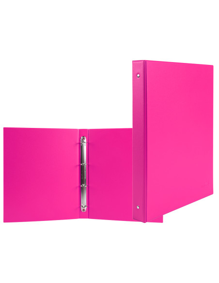 Carpeta de 4 anillas 25 mm redondas liderpapel a5 carton forrado pvc fucsia