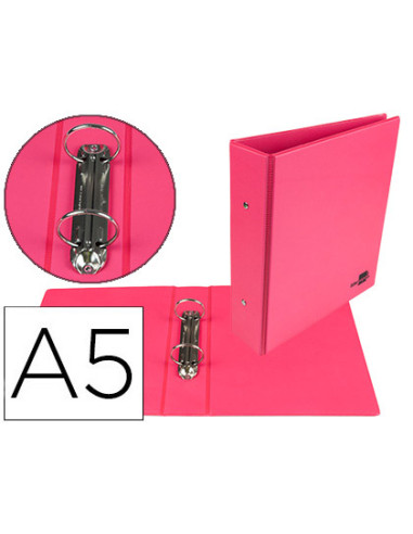 Carpeta de 2 anillas 40 mm redondas liderpapel a5 carton forrado pvc fucsia