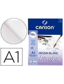 Bloc dibujo multitecnicas canson imagine din a1 encolado liso 59,4x84,1 cm 25 hojas 200 gr