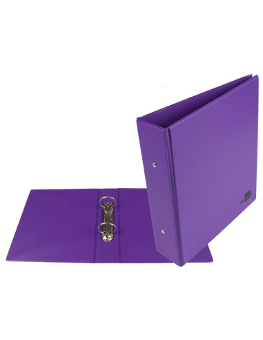 Carpeta de 2 anillas 40 mm redondas liderpapel a5 carton forrado pvc violeta