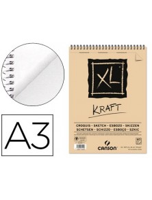 Bloc dibujo esbozo canson xl kraft din a3 kraft rayado beige espiral 29,7x42 cm 60 hojas 90 gr