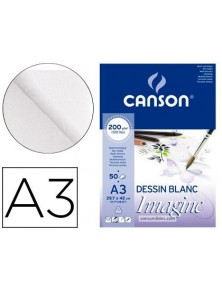 Bloc dibujo multitecnicas canson imagine din a3 encolado liso 29,7x42 cm 50 hojas 200 gr