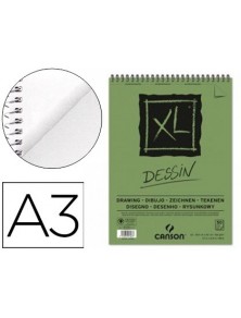 Bloc dibujo canson xl dessin din a3 liso microperforado espiral 29,7x42 cm 50 hojas 160 gr