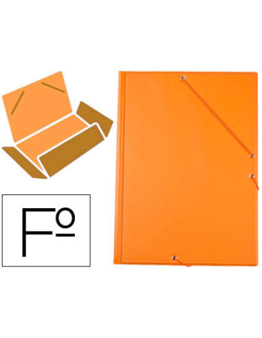 Carpeta liderpapel gomas folio 3 solapas carton forrado pvc naranja