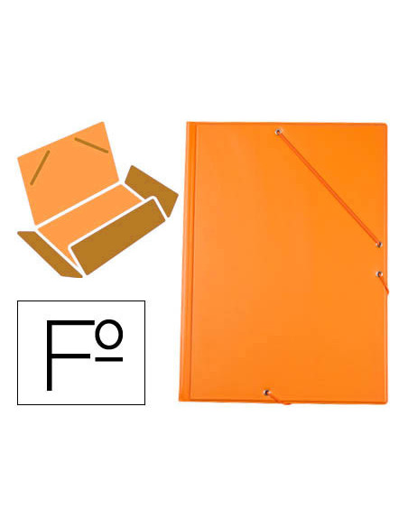 Carpeta liderpapel gomas folio 3 solapas carton forrado pvc naranja