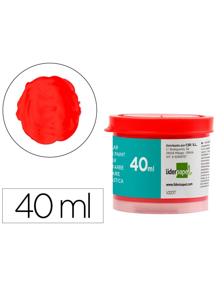 Tempera liderpapel escolar 40 ml rojo