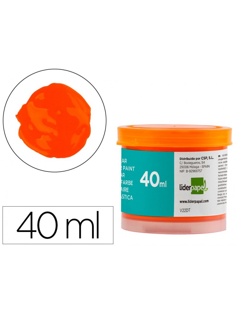 Tempera liderpapel escolar 40 ml naranja