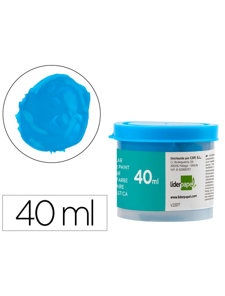 Tempera liderpapel escolar 40 ml azul cian