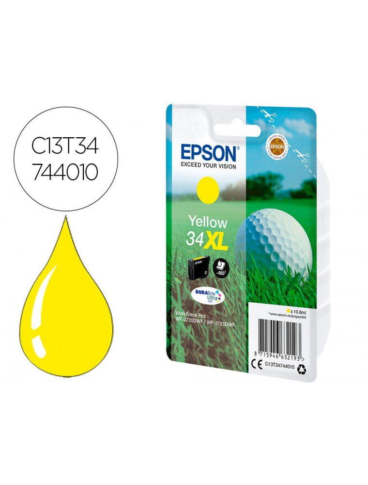 Epson Cartucho Inkjet Amarillo Para Workforce Sx Nº 34Xl