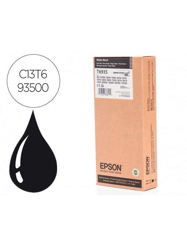 Epson Cartucho Inyeccion Tinta Negro 350 Ml Para Sc-T3000 Sc-T5000 Sc-T7000 Sc-T3200 Sc-T5200 Sc-T7200