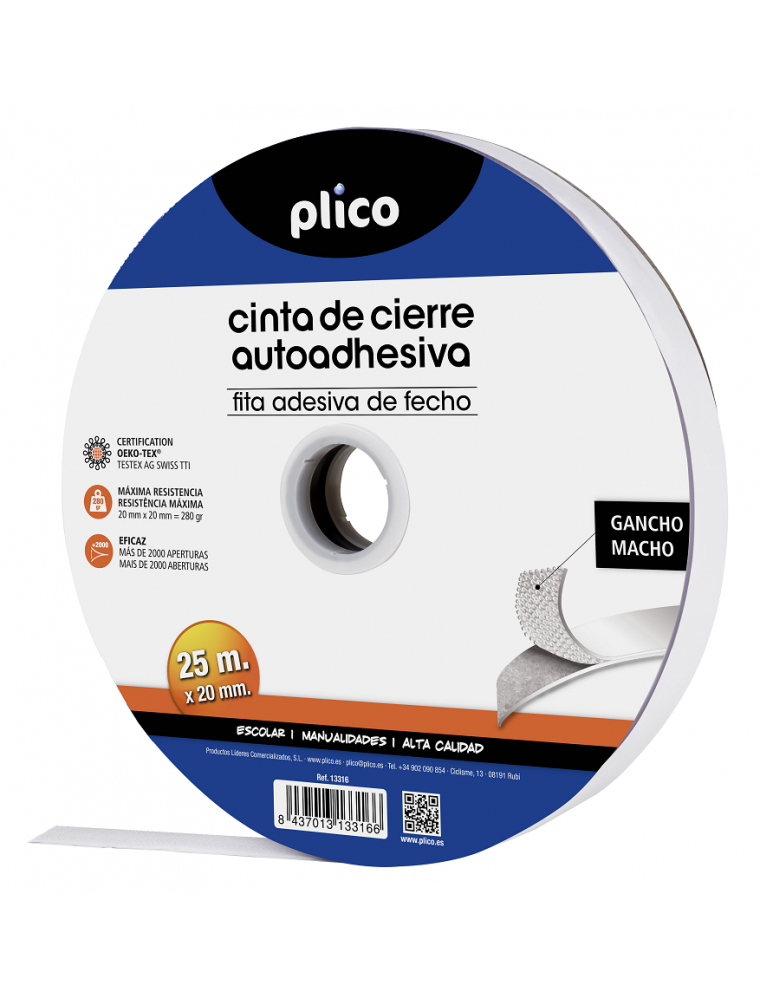 VELCRO ADHESIVO 20MM ROLLO DE 25M