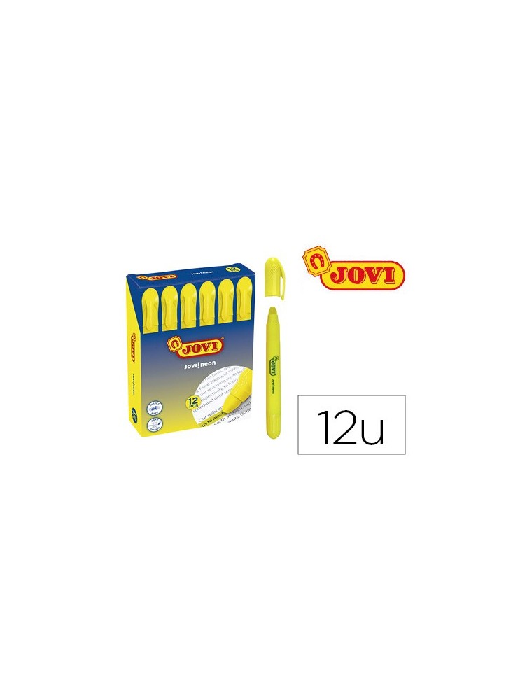 Marcador de cera gel jovi fluorescente amarillo caja de 12 unidades