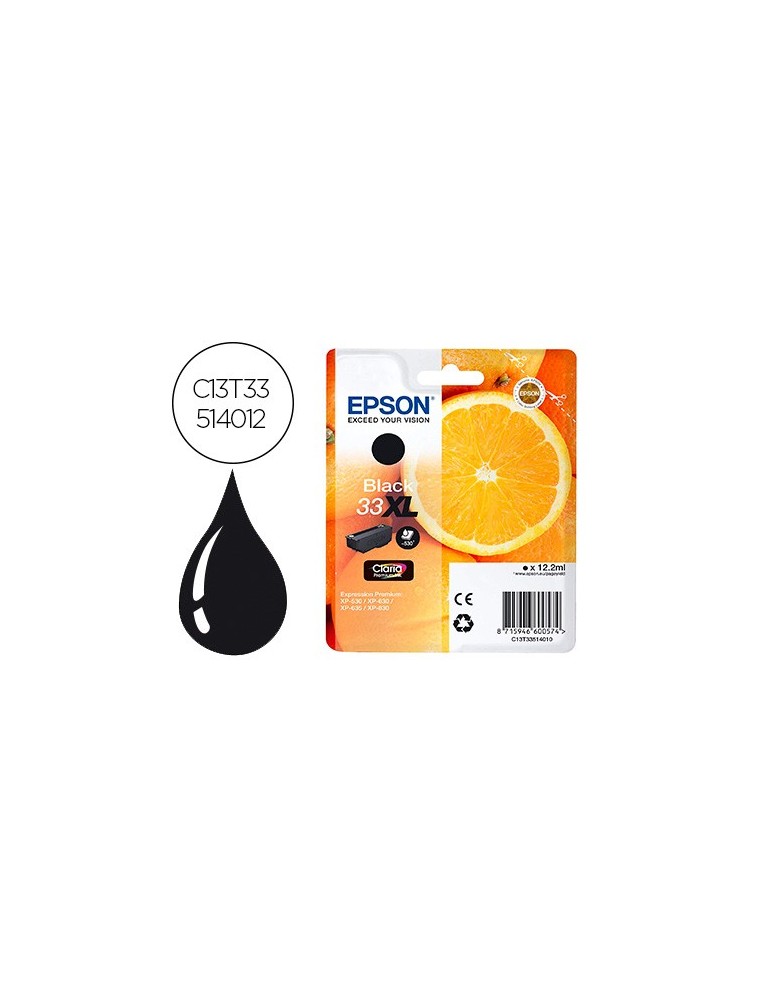 Epson Cartucho Inyeccion Tinta Negro 33Xl Para Xp-530Xp630Xp635Xp830